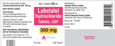 NDC 72888 0120 01 LABETALOL HYDROCHLORIDE 100 Mg 1 Details