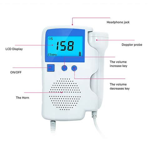 LCD Ultrasonik Prenatal Fetal Doppler Bebek Kalp H Grandado