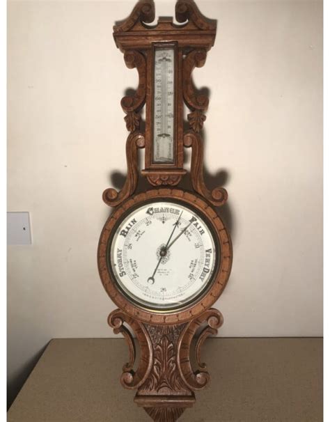 Antique Carved Oak Aneroid Barometer By Benetfink Co Cheapside