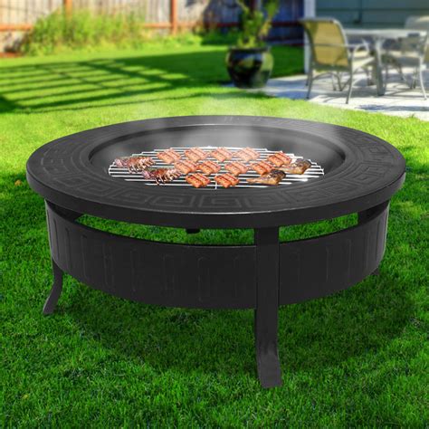 Grillz Round Outdoor Fire Pit Bbq Table Grill Fireplace