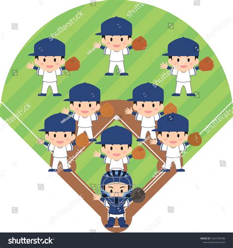 Baseball Teammate Position Cartoon Vector Illust Stock Vector Royalty