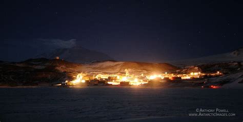 McMurdo Station and Mount Erebus in winter. Mcmurdo Station, Hemisphere, Antarctica, Aurora ...