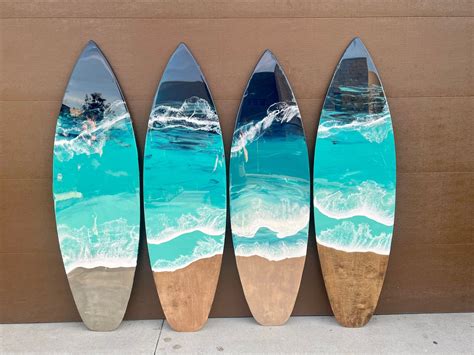 6 Surfboard Beach Resin Shaped Wall Art Surfboard Decor Etsy