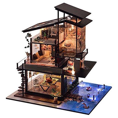 Beautys Castle Diy Valencia Coastal Villa Wooden Dollhouses With Led