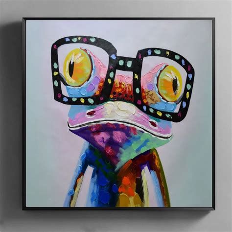 Hand Painted Oil Painting on Canvas Modern Abstract Frog Wall art Picture for living room Home ...