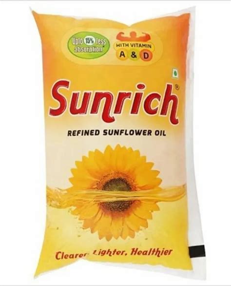 Sunrich Refined Sunflower Oil Packaging Type Pouched Packaging Size