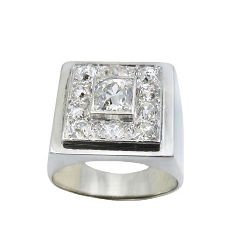 Bague Vintage Vers En Or K Et Platine Avec Cts De Diamants