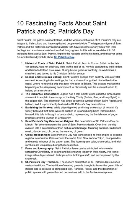 Ppt 10 Fascinating Facts About Saint Patrick And St Patricks Day