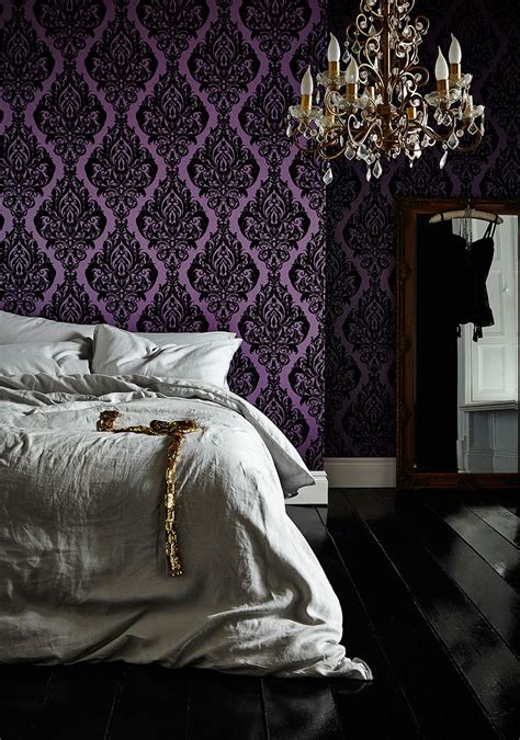 Inspiration And Advice In 2023 Purple Walls Purple Bedrooms Gold Wallpaper Bedroom