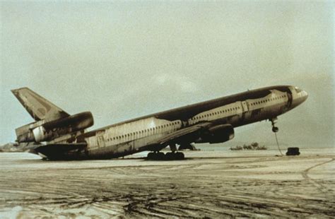 An Abandoned World Airways Dc 10 Airplane Sitting On Its Tail Because