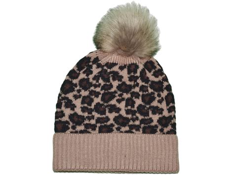 Wholesale Leopard Fur Pom Pom Beanies Winter Warm Long Knit Thick