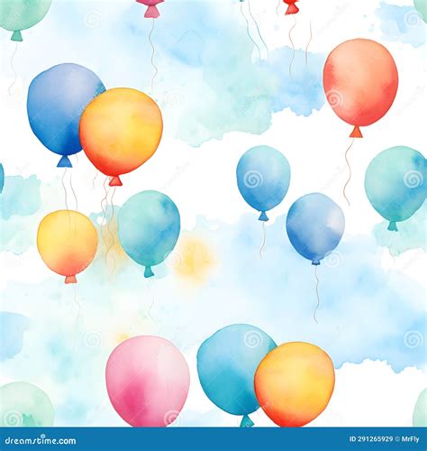 Cute Baloons Cartoon Hand Drawn Seamless Background Image Stock