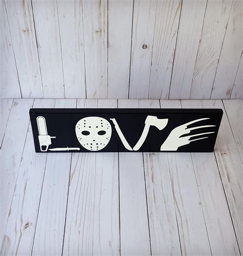 Horror Movie Love Wooden Sign I Love Horror Horror Movie Etsy Love