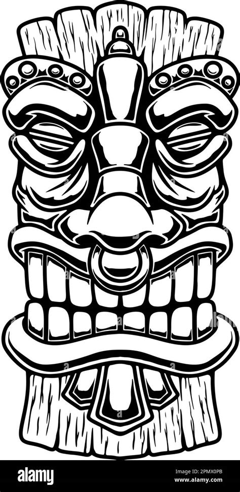 Illustration Of Tiki Tribal Wooden Mask Design Element For Logo Emblem Sign Poster Card