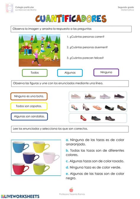 Cuantificadores Worksheet Fichas De Matematicas Matematicas