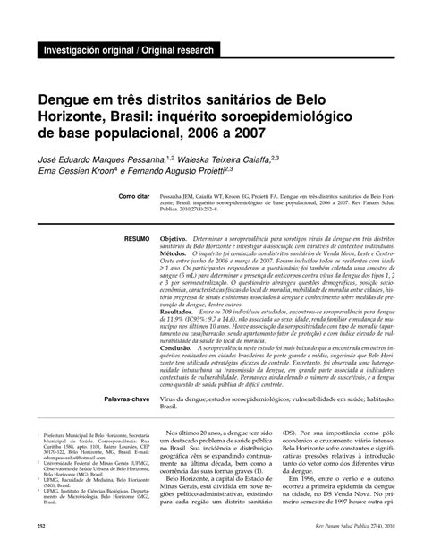 Pdf Dengue Fever In Three Sanitary Districts In The City Of Belo