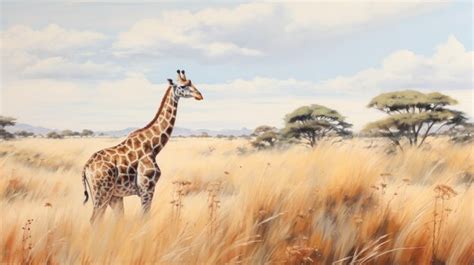 Premium Photo Hyperrealistic Giraffe Painting In Pastel Colors