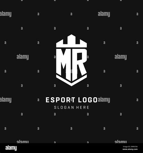 MR Monogram Logo Initial With Crown And Shield Guard Shape Style Vector