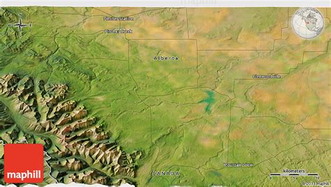 Satellite 3D Map of Pincher Creek