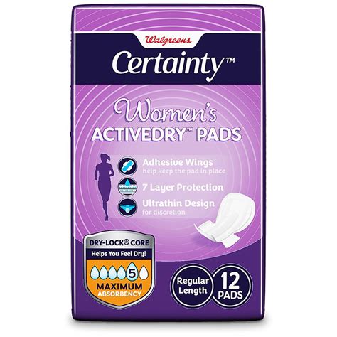 Walgreens Certainty Women S Activedry Pads Maximum Walgreens