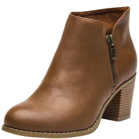 Luoika Plus Size Wide Width Ankle Boots For Women Mid Chunky Block Stacked Heels Round Toe Slip