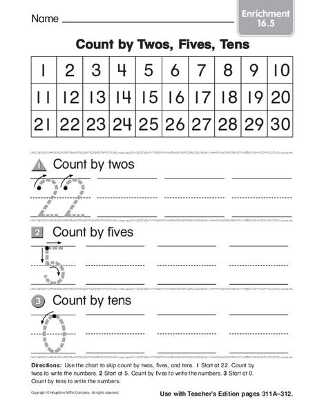 Count By Twos Fives Tens Worksheet For Kindergarten 1st Grade Lesson Planet