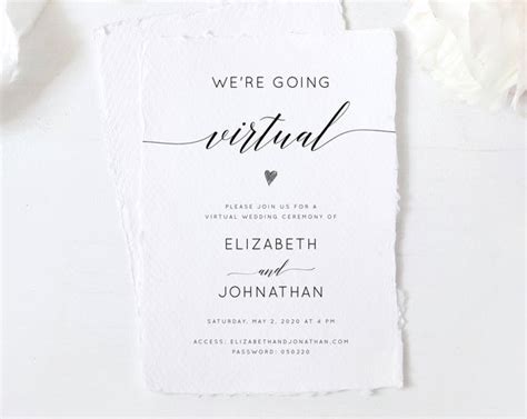 Virtual Wedding Ceremony Invitation Template, Printable Virtual Weddin ...