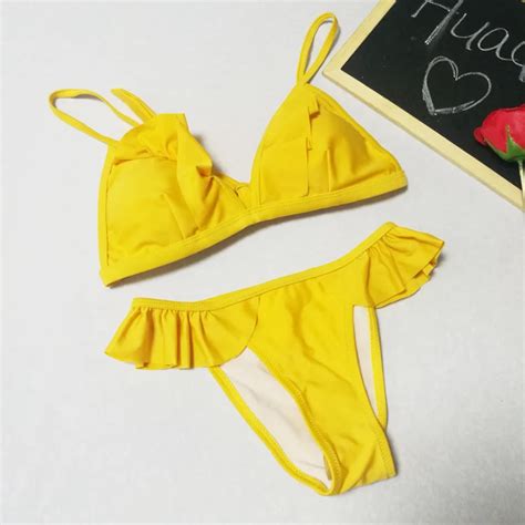 2018 Sexy Ruffled Push Up Triangle Bikini Set Brazilian Women Micro