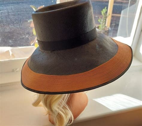 Vintage Georgina Hat Fine Black Straw Hat 1990 S Ha Gem