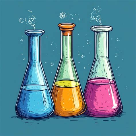 Colorful Clipart Set Featuring Chemistry Flasks With Different