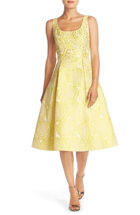 Adrianna Papell Embellished Jacquard Fit And Flare Midi Dress Nordstrom