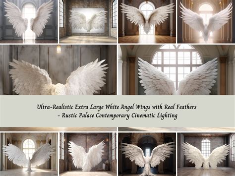 Realistic Extra Large White Angel Wings Rustic Download Now Etsy