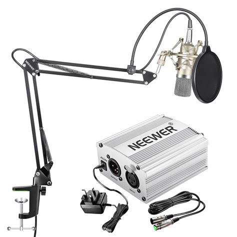 Neewer Nw Condenser Microphone Kit Mic And V Phantom Power