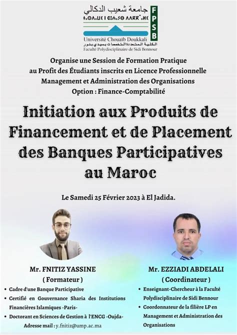 Sidi Bennour Initiation Aux Produits De Financement Et De Placement Des