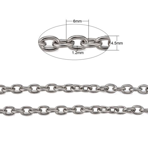 Cadena Acero Inoxidable Ovalada Lisa Plateada 6x4 5x1 2mm Ekrea El