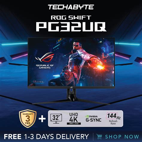 Asus Rog Swift Pg32uq 32 Uhd 4k Ips 144hz 1ms G Sync Flat Gaming Monitor Shopee