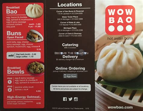 Wow Bao Carry Out Menu Chicago Scanned Menu With Prices