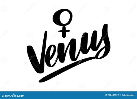 Venus Astrological Symbol And Hand Drawn Lettering Black Vector