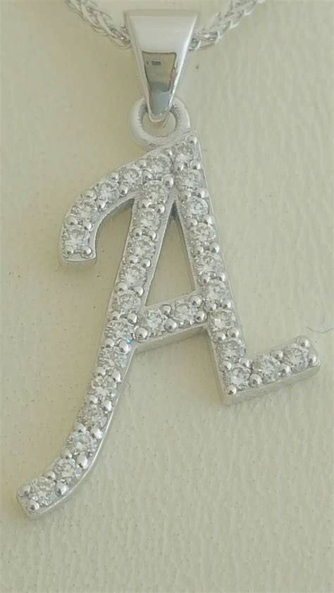 Diamond Initial Pendant Necklace In 14k White Gold For Woman Etsy