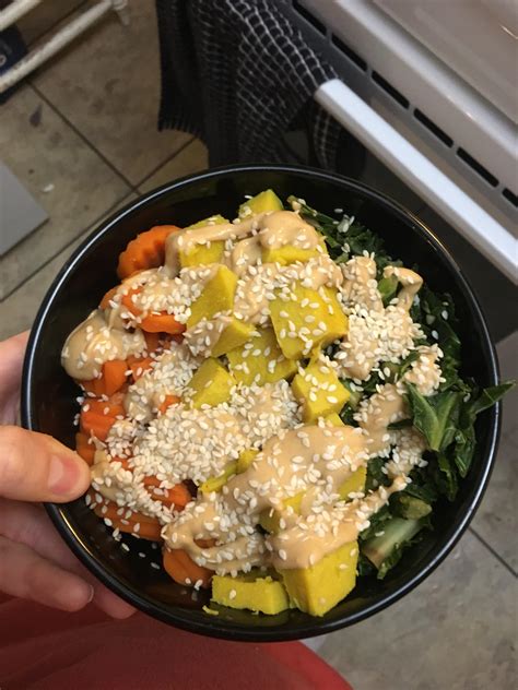 Chickpea Tofu Buddha Bowl With Carrots Kale And A A Simple Peanut