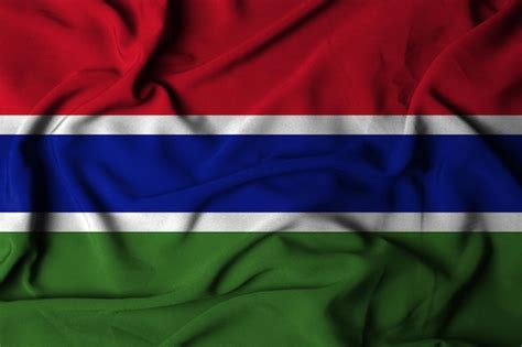 Enfoque Selectivo De La Bandera De Gambia Con Textura De Tela Ondeante