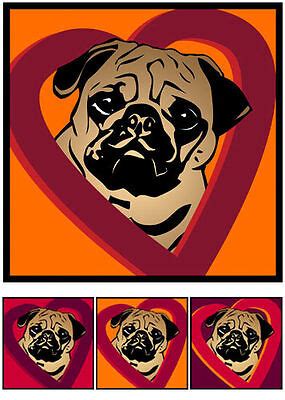 Mops No 3 Pop Art Mopsbilder Tierportrait Retro Motiv Foto Poster