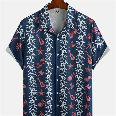 Mens Casual Short Sleeve Hawaii Shirts Beach Button Up Shirts For