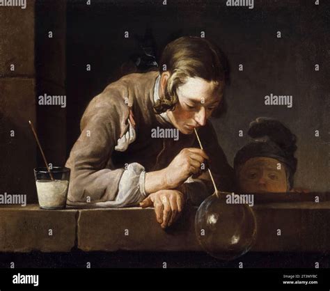 Jean Baptiste Sim On Chardin Soap Bubbles Painting In Oil On Canvas