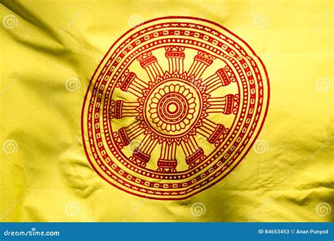 Wheel Of Life Or Dharmachakra Wheel Of Dhamma Flag Stock Image Image Of Sacred Culture 84653453