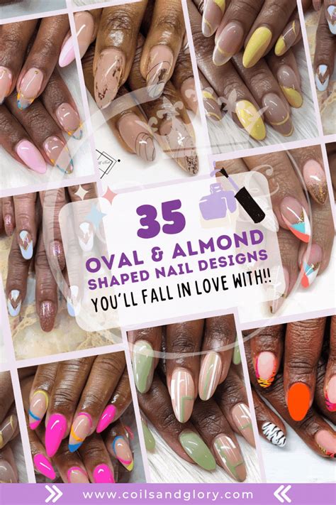 35 Artistic Oval Almond Shaped Nail Designs On Black Women Coils And