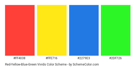 Red Yellow Blue Green Vivids Color Scheme Palette