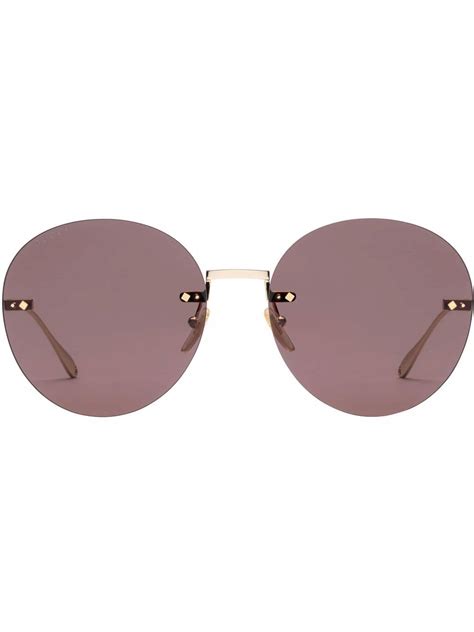 Gucci Frameless Round Sunglasses In Braun Modesens