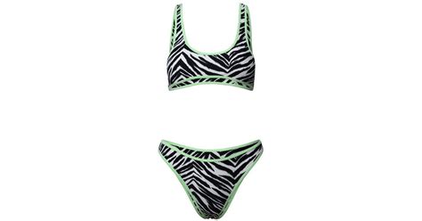 Reina Olga Zebra Print Two Piece Bikini Set In Black Lyst