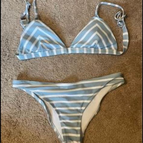 Swim Blue And White Striped Bikini Set Poshmark